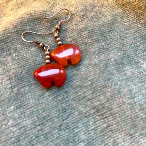 Carnelian "bear" earrings